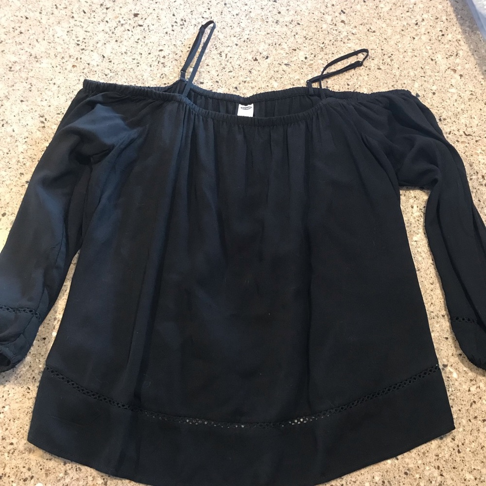 Two off the shoulder black long sleeve shirts smal